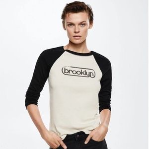 Mango Long Sleeve Black & White Shirt Size Medium